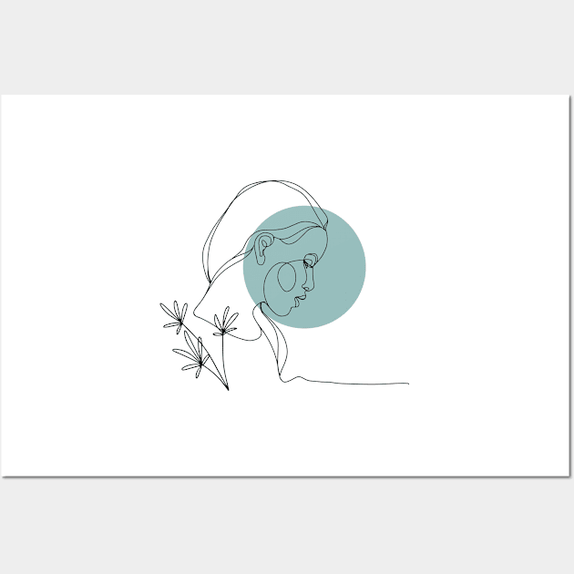 Minimalist Women Face. One Line Art. Single line. Contour Portrait. Wall Art by ElenaDro